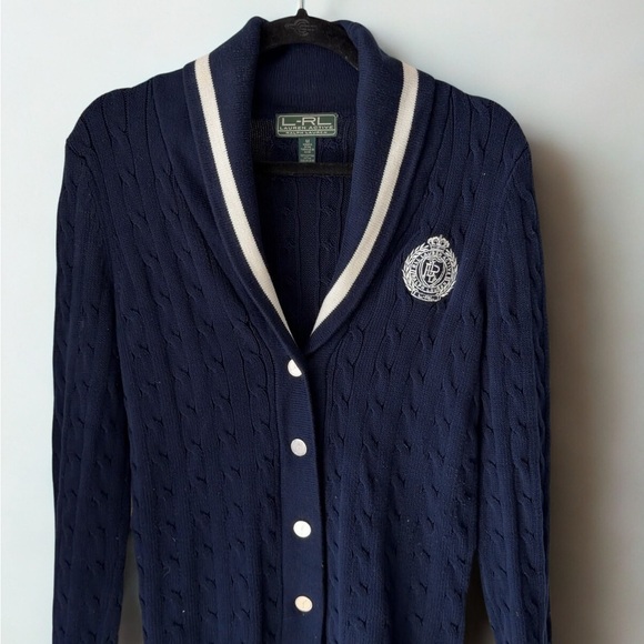 Ralph Lauren Sweaters - Vintage Ralph Lauren Cable Knit Cardigan – Navy Blue size M